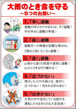 豪雨災害対策５つのお願い
